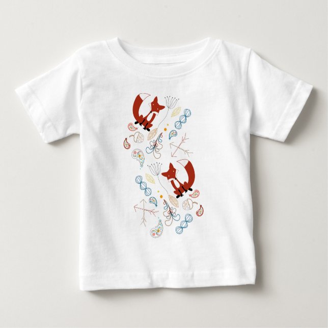 Camiseta Para Bebê Personalizar o padrão moderno de floresta de rapos (Frente)