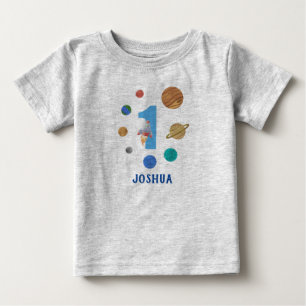 Camiseta Para Bebê Personalizar Partido do Planeta do primeiro aniver