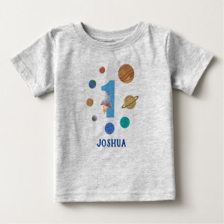 Camiseta Para Bebê Personalizar Partido do Planeta do primeiro aniver