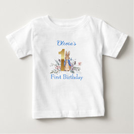 Camiseta Para Bebê Personalizar Peter o coelho Primeiro aniversário