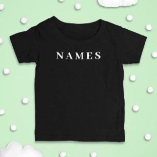 Camiseta Para Bebê Personalizar preto simples adicione seu nome legan