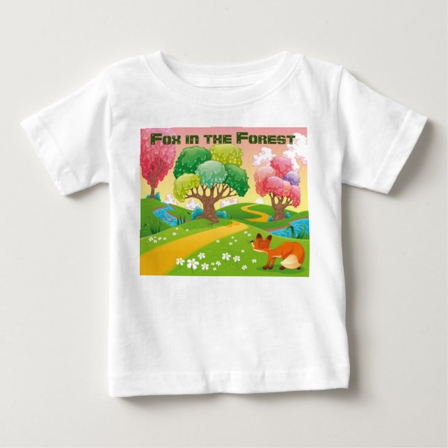 Camiseta Para Bebê Personalizar Raposa na Floresta (Frente)