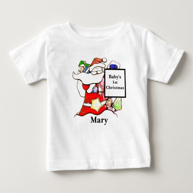 Camiseta Para Bebê Personalizar - ruas de natal de 1Papai noel do beb (Frente)
