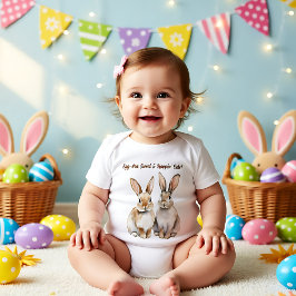 Camiseta Para Bebê 🐇 personalizável Hoppin' em Primavera Tee