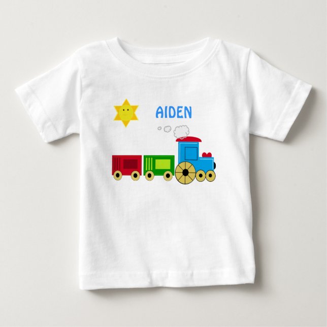 CAMISETA PARA BEBÊ PERSONALIZE COM O TREM BONITO CONHECIDO SHIR DA (Frente)