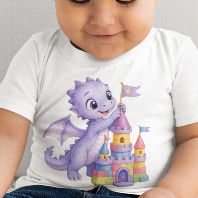Camiseta Para Bebê Personalize Dragão Bebê Lavanda Brinquedo Castelo (Criador carregado)
