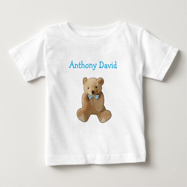 Camiseta Para Bebê Personalize este bonitinho urso de pelúcia orgânic (Frente)