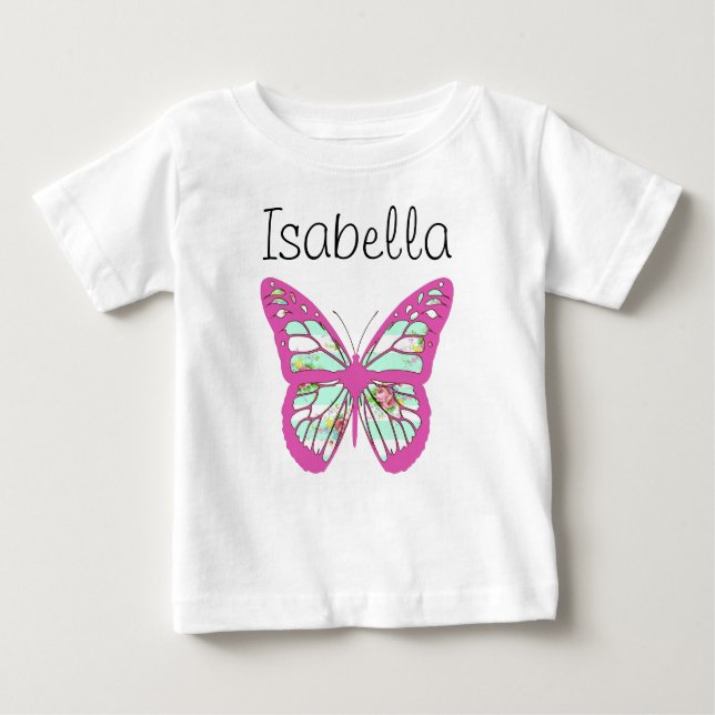 Camiseta Para Bebê Personalize este Bonito Bebê Um Pedaço Com Borbole (Frente)