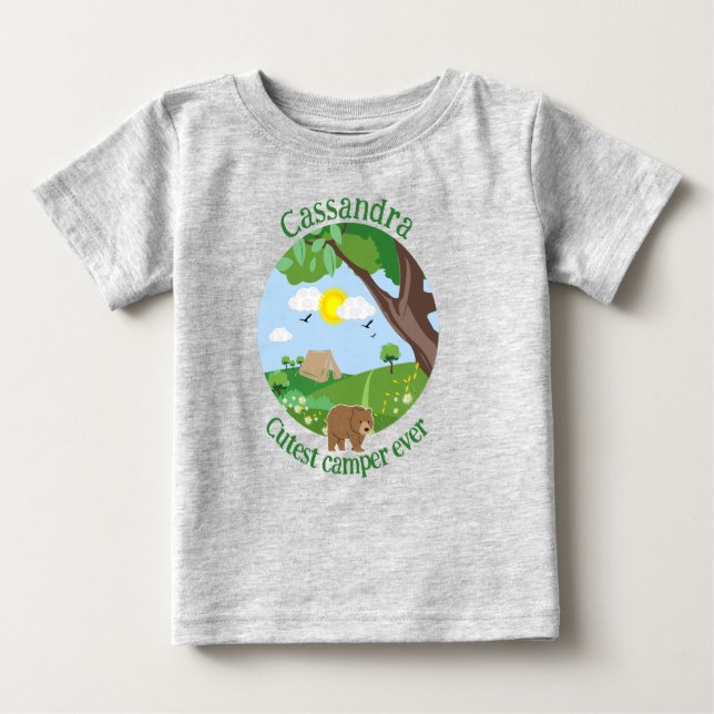 Camiseta Para Bebê Personalize o camper mais fofo de sempre, adicione (Frente)