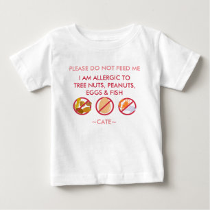 Camiseta Para Bebê Personalize o miúdo da alergia do ovo & dos peixe