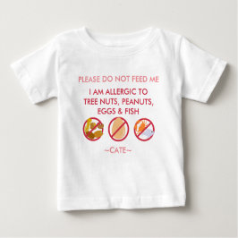 Camiseta Para Bebê Personalize o miúdo da alergia do ovo & dos peixes