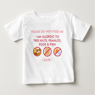 Camiseta Para Bebê Personalize o miúdo da alergia do ovo & dos peixes