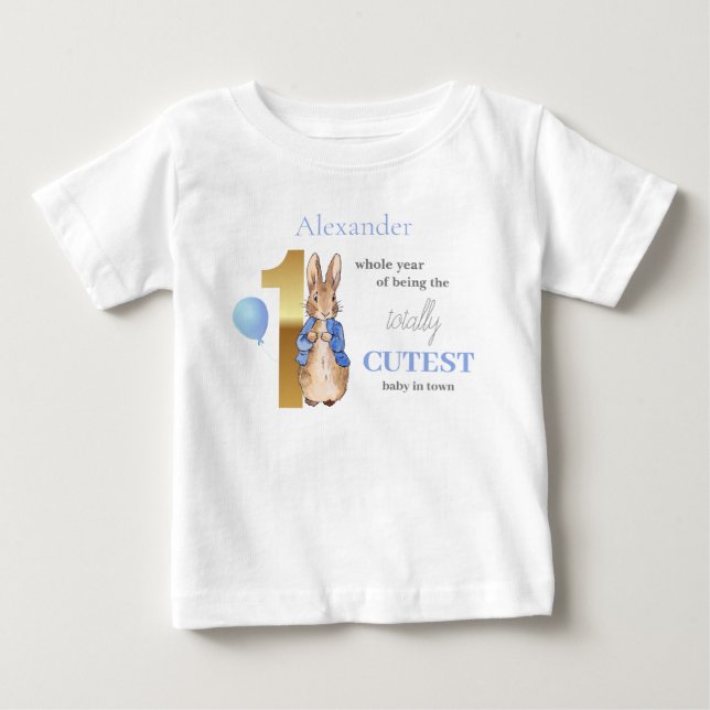 Camiseta Para Bebê Personalize o nome da criança Peter, o coelho (Frente)