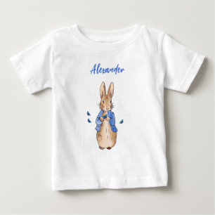 Camiseta Para Bebê Personalize o nome Peter as borboletas azuis do co