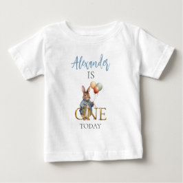 Camiseta Para Bebê Personalize Peter o coelho Primeiro aniversário