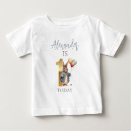 Camiseta Para Bebê Personalize Peter o coelho Primeiro aniversário