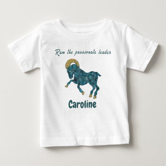 Camiseta Para Bebê Personalized Aries Zodiac Impressionist Toddler  (Frente)