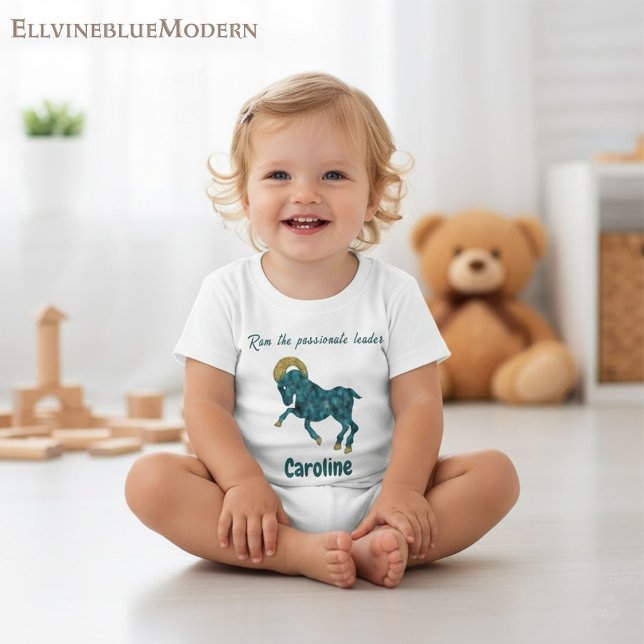 Camiseta Para Bebê Personalized Aries Zodiac Impressionist Toddler  (Criador carregado)