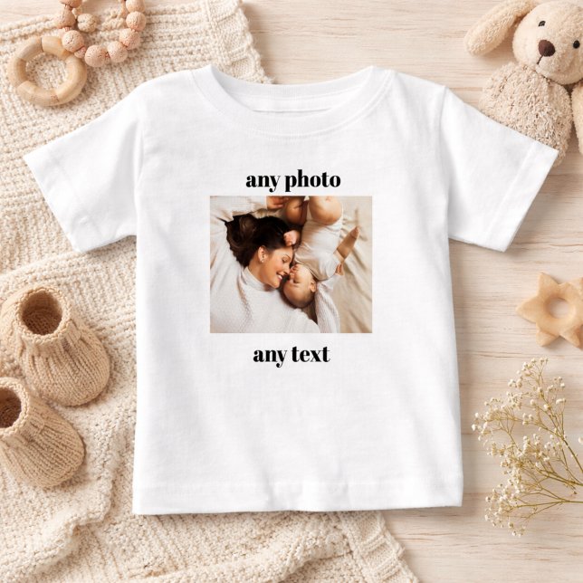 Camiseta Para Bebê Personalized Baby Shirt Custom Photo & Text Gift (Criador carregado)