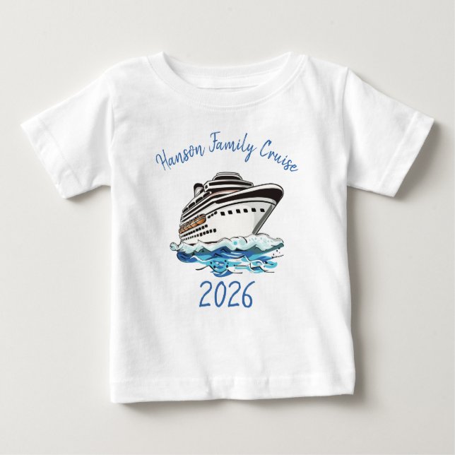 Camiseta Para Bebê Personalized Cruise Ship (Frente)