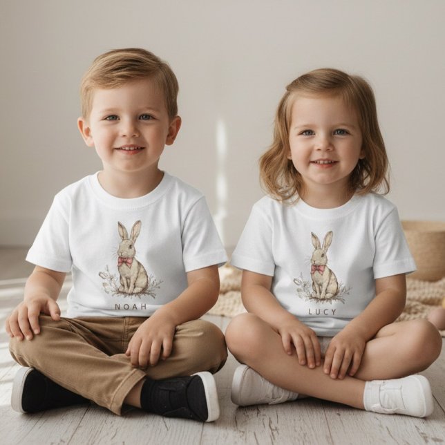 Camiseta Para Bebê Personalized Easter Bunny Custom Name  (Criador carregado)