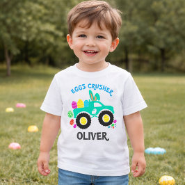 Camiseta Para Bebê Personalized “Eggs Crusher” Monster Truck Easter