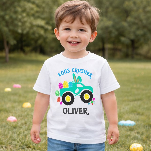 Camiseta Para Bebê Personalized “Eggs Crusher” Monster Truck Easter  (Criador carregado)
