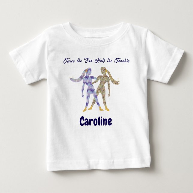 Camiseta Para Bebê Personalized Gemini Zodiac Impressionist Toddler  (Frente)