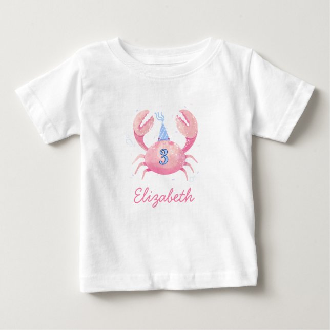 Camiseta Para Bebê Personalized Kids Birthday T-Shirt, Custom Name  (Frente)