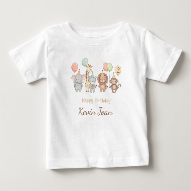 Camiseta Para Bebê Personalized Kids Birthday T-Shirt, Custom Name (Frente)