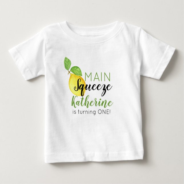 Camiseta Para Bebê Personalized Lemon Birthday ONE t shirt (Frente)