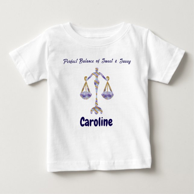 Camiseta Para Bebê Personalized Libra “Sweet & Sassy” Toddler Art (Frente)