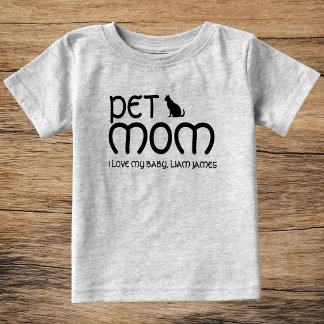 Camiseta Para Bebê Personalized Pet Lover Cat Mom Mother's Day Baby