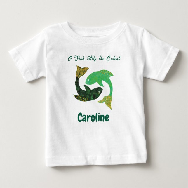 Camiseta Para Bebê Personalized Pisces Zodiac Impressionist Toddler  (Frente)