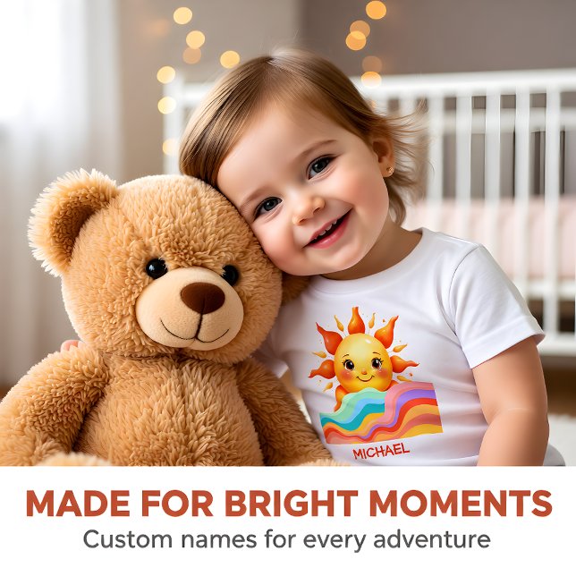 Camiseta Para Bebê Personalized Sunny Rainbow Baby  (Criador carregado)