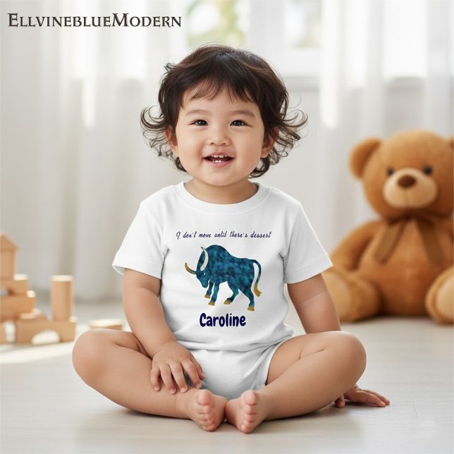 Camiseta Para Bebê Personalized Taurus Gourmet & Grounded Toddler Art (Criador carregado)