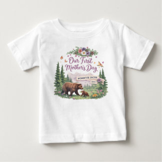 Camiseta Para Bebê Personalized Woodland 1st Mother's Day Baby T-Shir