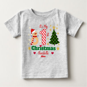 Camiseta Para Bebê Personalizei A Minha Cane De Neve De Natal De 1rua