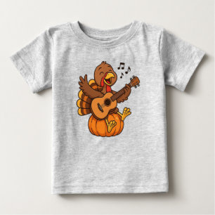 Camiseta Para Bebê Peru agradável de Ação de Graças com violão