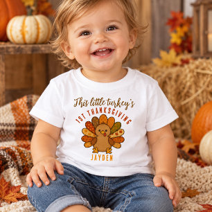 Camiseta Para Bebê Peru de Ação de Graças do Bebê Rústico Personaliza
