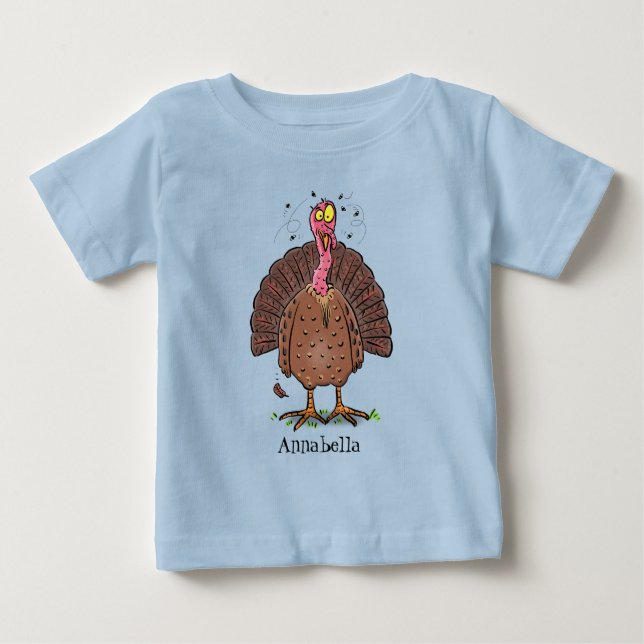 Camiseta Para Bebê Peru-de-fazenda engraçado e castanho com cartograf (Frente)