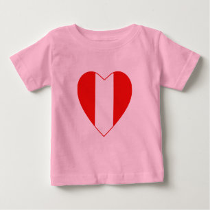 Camiseta Para Bebê Peru Flag Heart Shirt