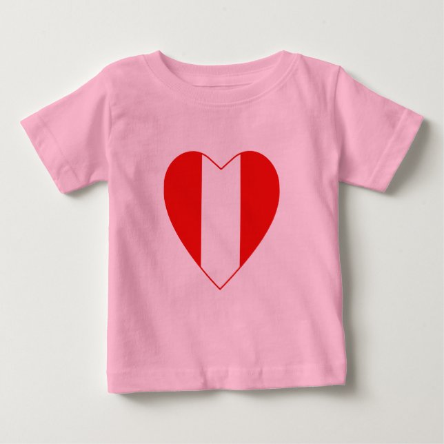 Camiseta Para Bebê Peru Flag Heart Shirt (Frente)