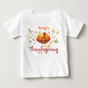 Camiseta Para Bebê Peru ilustrado de Primeira Ação de Graças Perso