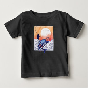 Camiseta Para Bebê Pesca com mosca de Perch - Peixes Predatórios de