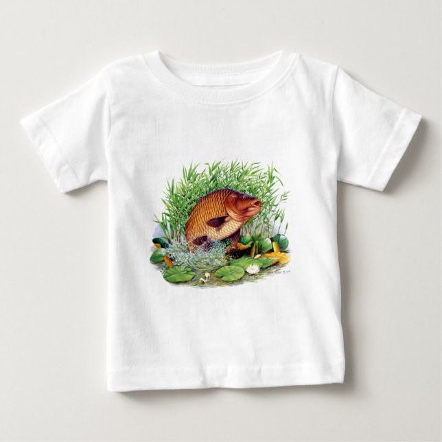 Camiseta Para Bebê Pesca da carpa (Frente)