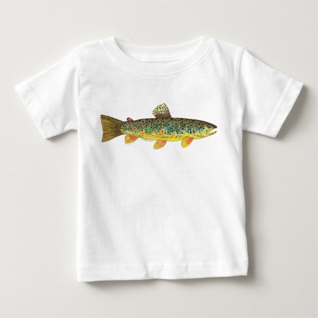 Camiseta Para Bebê Pesca de truta marrom (Frente)