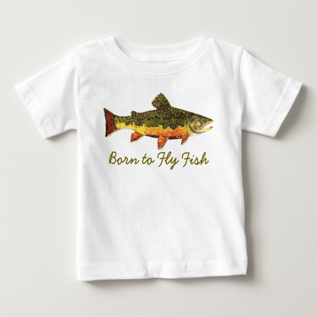Camiseta Para Bebê Pesca de trutas "Nascer a peixe voador" (Frente)