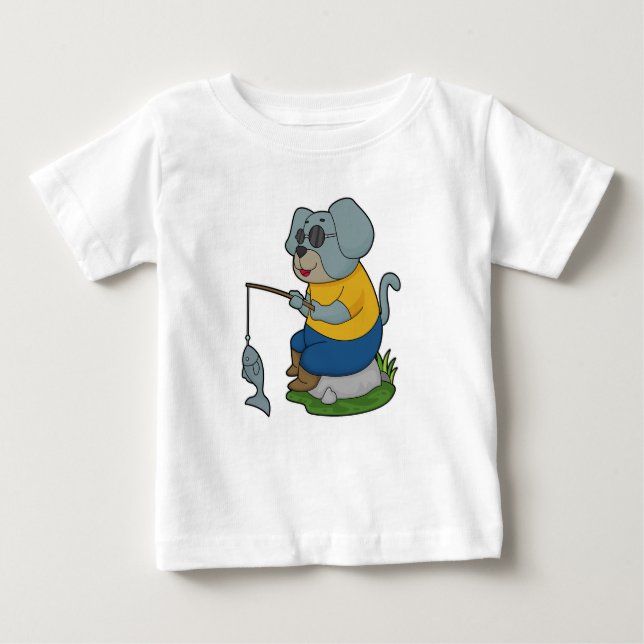 Camiseta Para Bebê Pesca do Cão - Escoamento do Peixe (Frente)