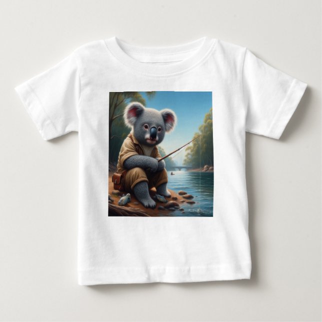 Camiseta Para Bebê Pesca Koala (Frente)